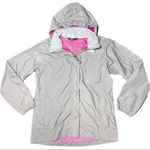 The North Face Grey Full Zip Rain Jacket Hooded Girls XL Extra Large EUC Dryvent